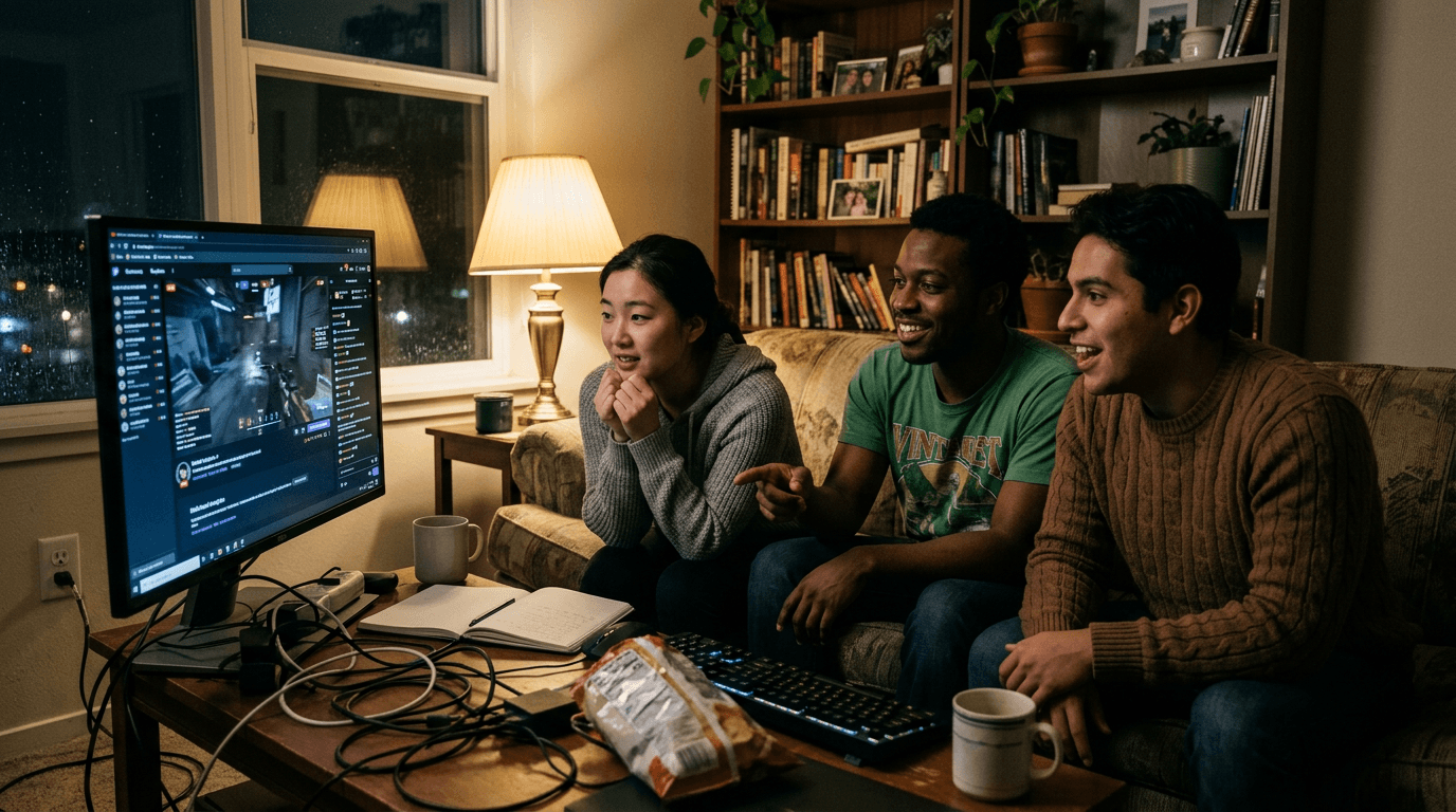 Friends watching an AI agent stream together